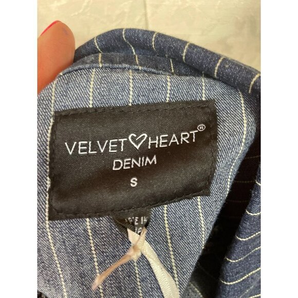 Velvet Heart Denim Jean Jacket Long Sleeve Pockets Pinstripe Blue Sz S NWT - Picture 8 of 10